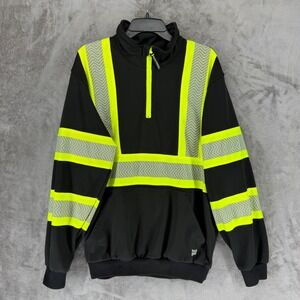 Tough Duck Mens SJ191 1/4 Zip High Visibility Safety Sweatshirt Black Medium